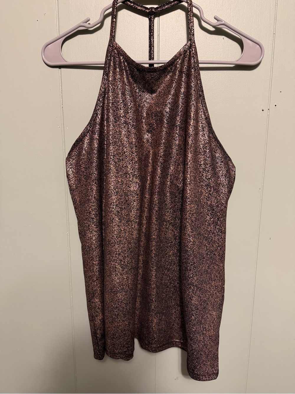 Fabletics Shimmery Rose Gold Halter Tank